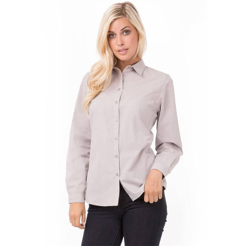 Women's Modern Chambray Dress Shirt Chef Shirts Chef Works XS Light Grey 