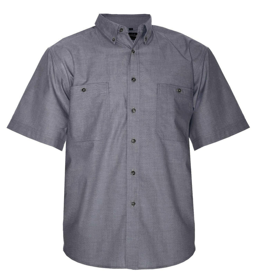 Men's Chambray Cotton Office Shirts Short Sleeve Shirts Colbest Charcoal - Short sleeve S 