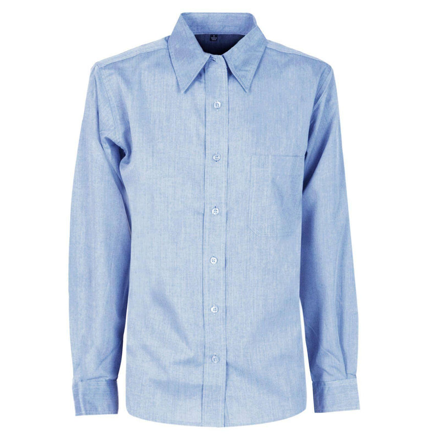 Ladies Blouse Cotton Office Shirt Blouse Shirts Colbest Cotton Rich Cotton/Polyester Cotton Rich Blue Long Sleeve 8