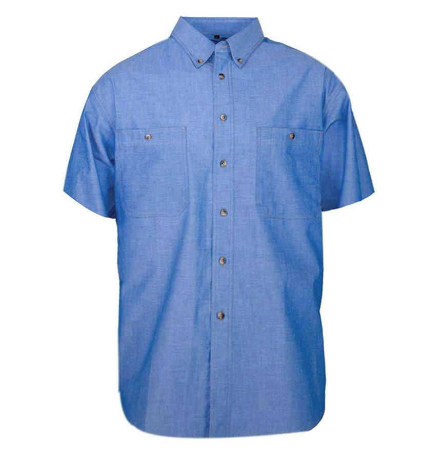 Men's Chambray Cotton Office Shirts Short Sleeve Shirts Colbest Dark blue - Short sleeve L 