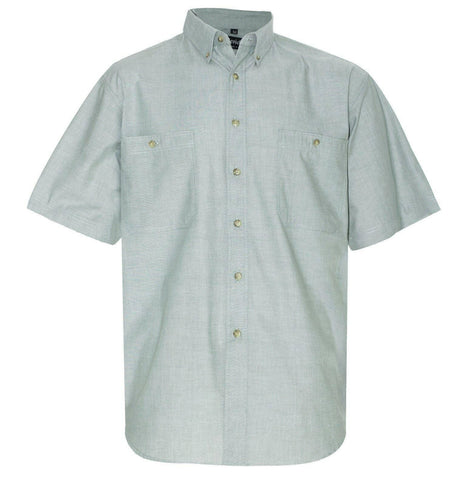 Men's Chambray Cotton Office Shirts Shirts Colbest Green - Short sleeve M