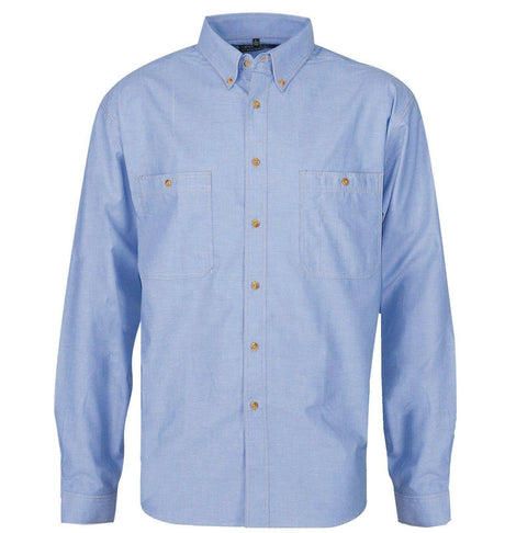 Men's Chambray Cotton Office Shirts Shirts Colbest Light blue/gold stitch - Long sleeve M