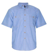 Men's Chambray Cotton Office Shirts Shirts Colbest Light blue/gold stitch - Short sleeve 4XL