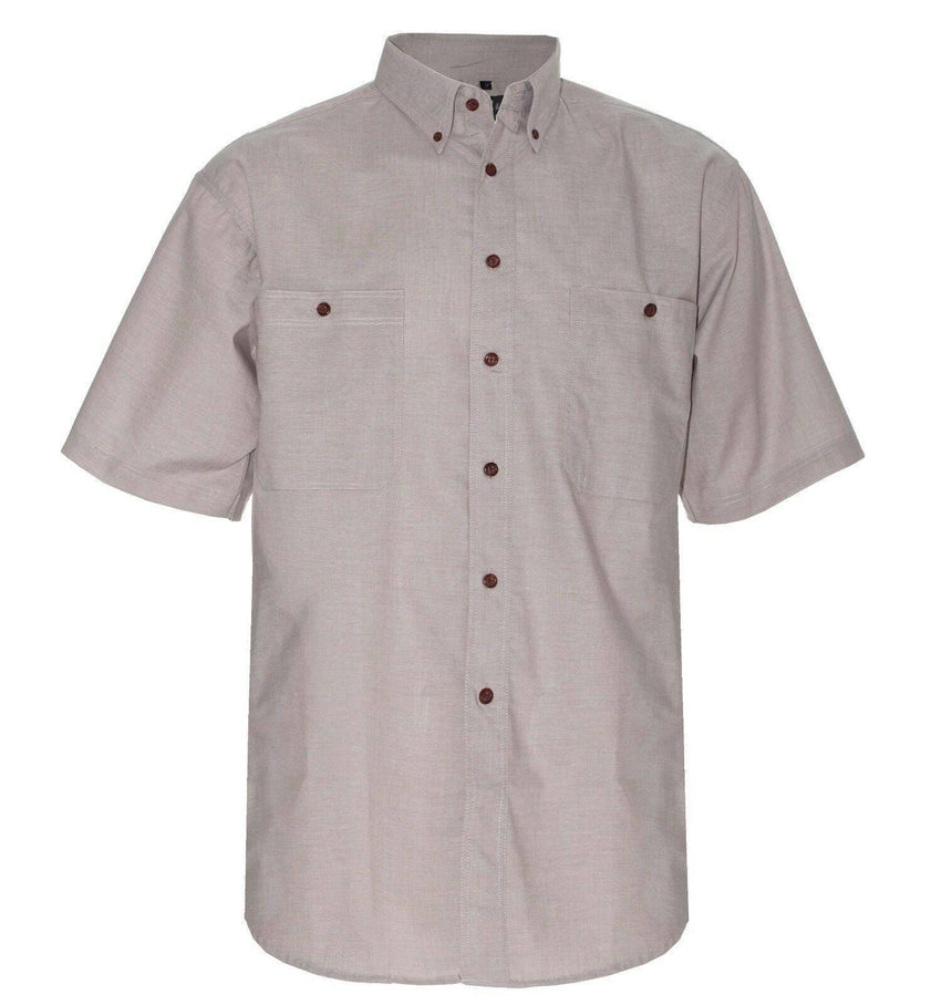 Men's Chambray Cotton Office Shirts Short Sleeve Shirts Colbest Stone - Short sleeve XL 