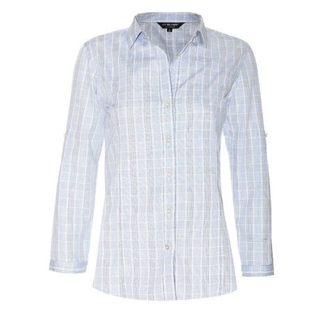 Women Blouse Shirt Blouse Shirts Cottonize Checkerboard- Blue 6 