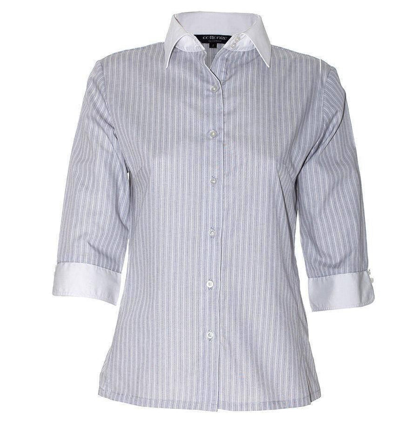 Women Blouse Shirt Blouse Shirts Cottonize Grey Stripe (362G) 6 