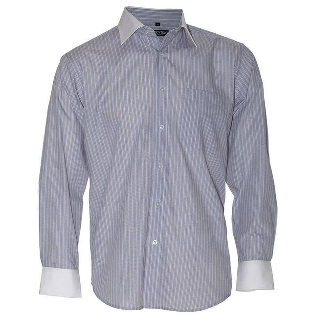 Men's Fine Cotton Shirt Long Sleeve Shirts Cottonize Grey Stripe (662G) 38 