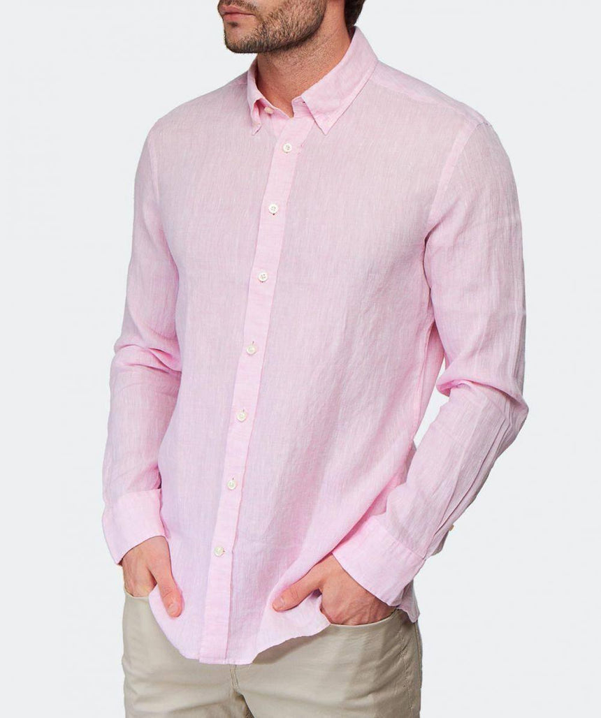 Linen Pink Shirt Long Sleeve Shirts Cottonize   
