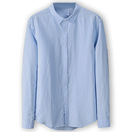 Linen Sky Blue Shirt Long Sleeve Shirts Cottonize   