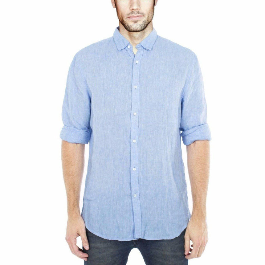 Linen Sky Blue Shirt Long Sleeve Shirts Cottonize   