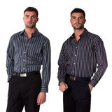 Men's Black Cotton Stripe Shirt Shirts Cottonize