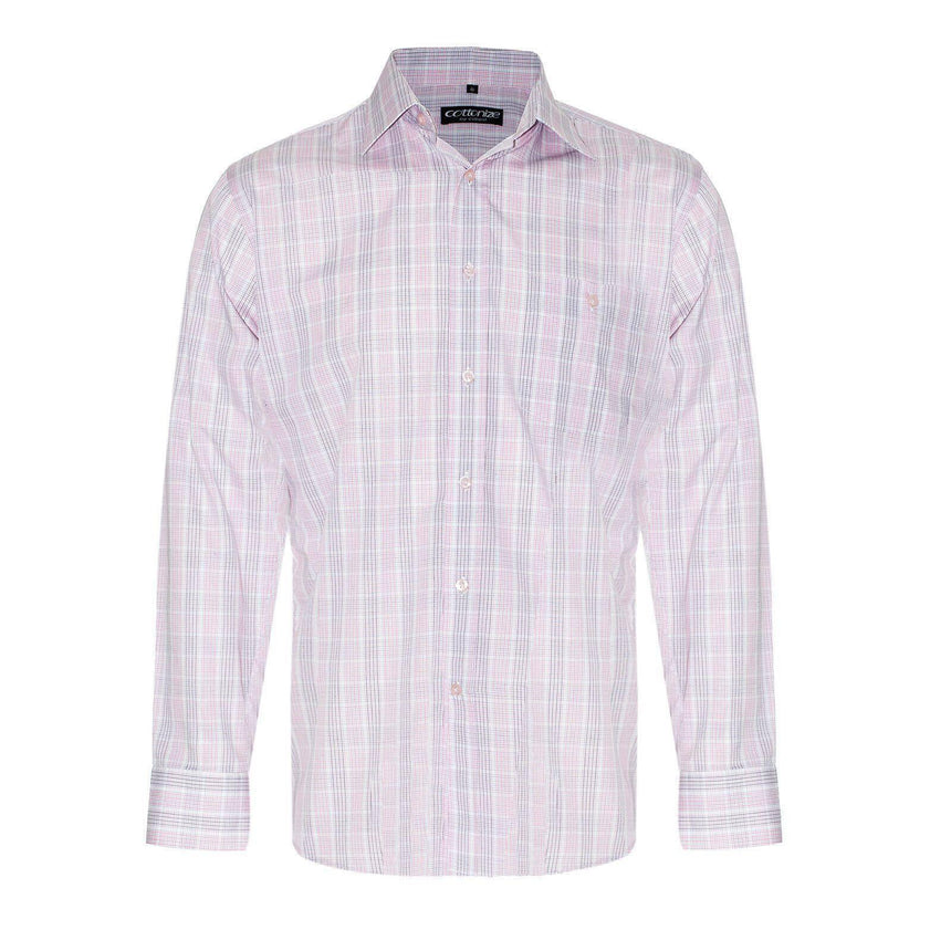Men's CVC Checker Shirt Long Sleeve Shirts Cottonize   