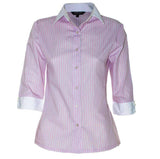 Women Blouse Shirt Shirts Cottonize Pink Stripe (362R) 6