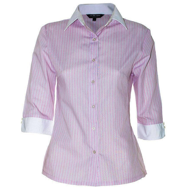 Women Blouse Shirt Blouse Shirts Cottonize Pink Stripe (362R) 6 