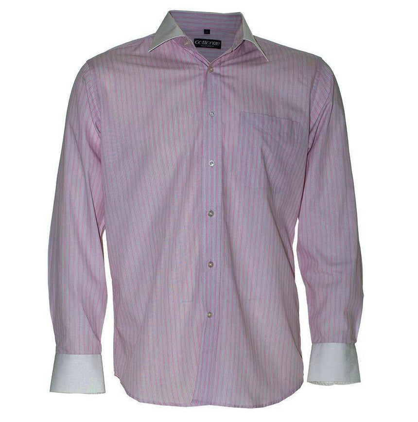 Men's Fine Cotton Shirt Long Sleeve Shirts Cottonize Pink Stripe (662R) 38 