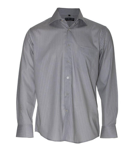 Men's Cotton Stripe Shirt Long Sleeve Shirts Cottonize Tonal Silver (667S) 38 