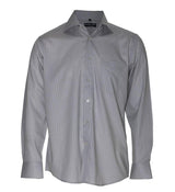 Men's Cotton Stripe Shirt Shirts Cottonize Tonal Silver (667S) 38