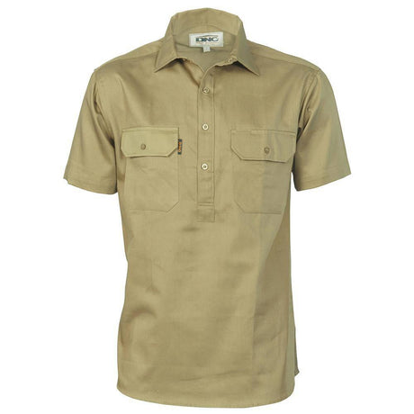 Cotton Drill Close Front Work Shirt Short Sleeve Shirts DNC   