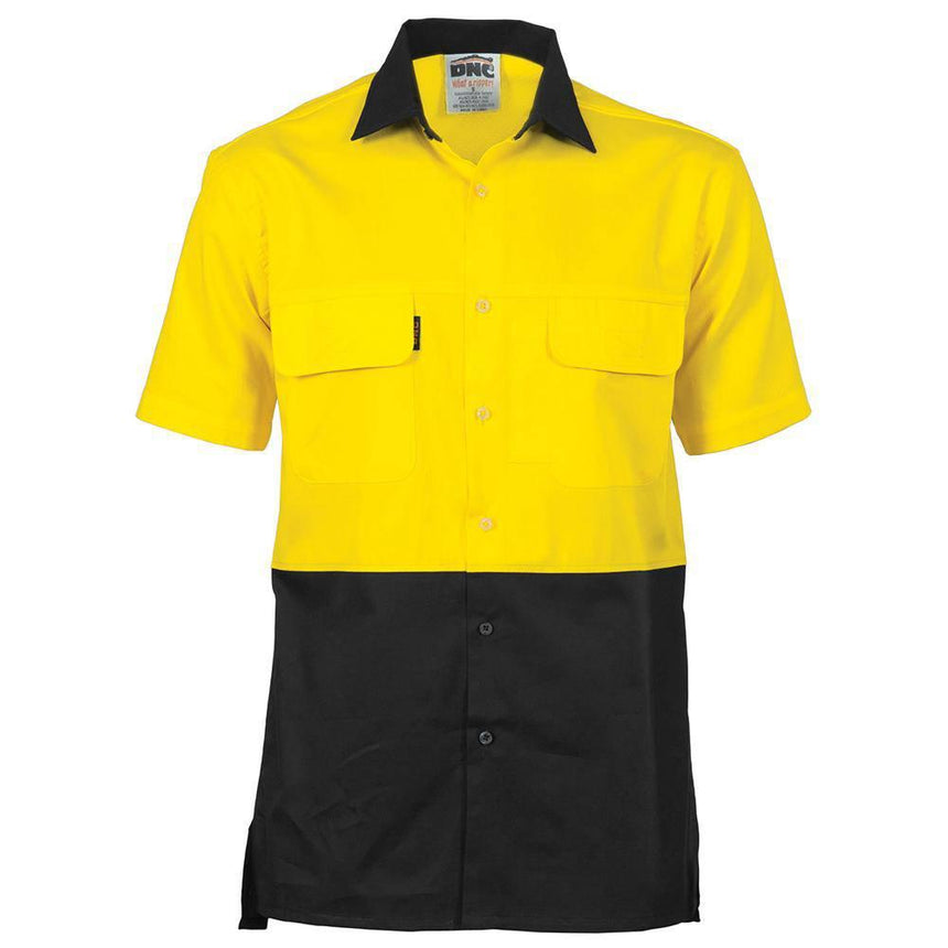 Hi Vis 3 Way Short Sleeve Cotton Shirt Short Sleeve Shirts DNC   