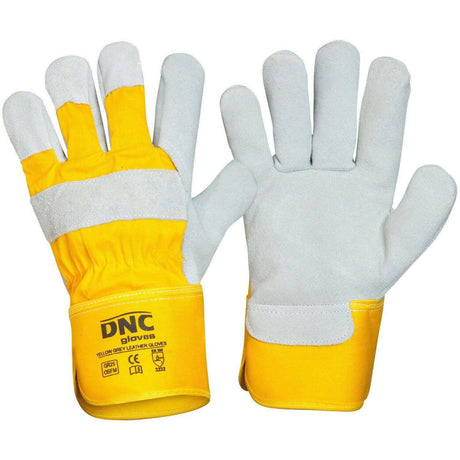 Yellow Premium Grey Leather Glove Gloves DNC   