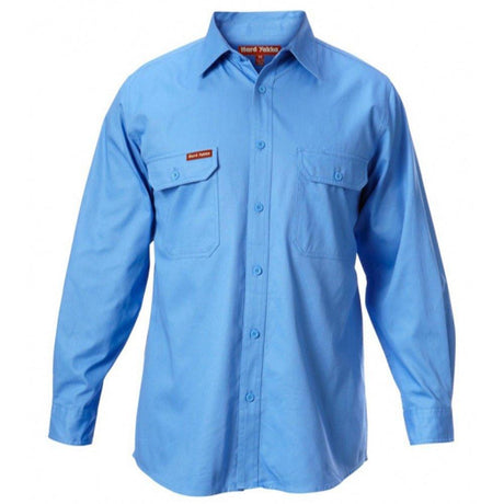 Cotton Drill L/SL Shirt Long Sleeve Shirts Hard Yakka Blue S 