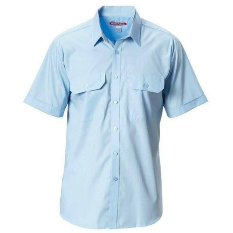 S/SL Permanent Press Shirt Short Sleeve Shirts Hard Yakka Blue XS 