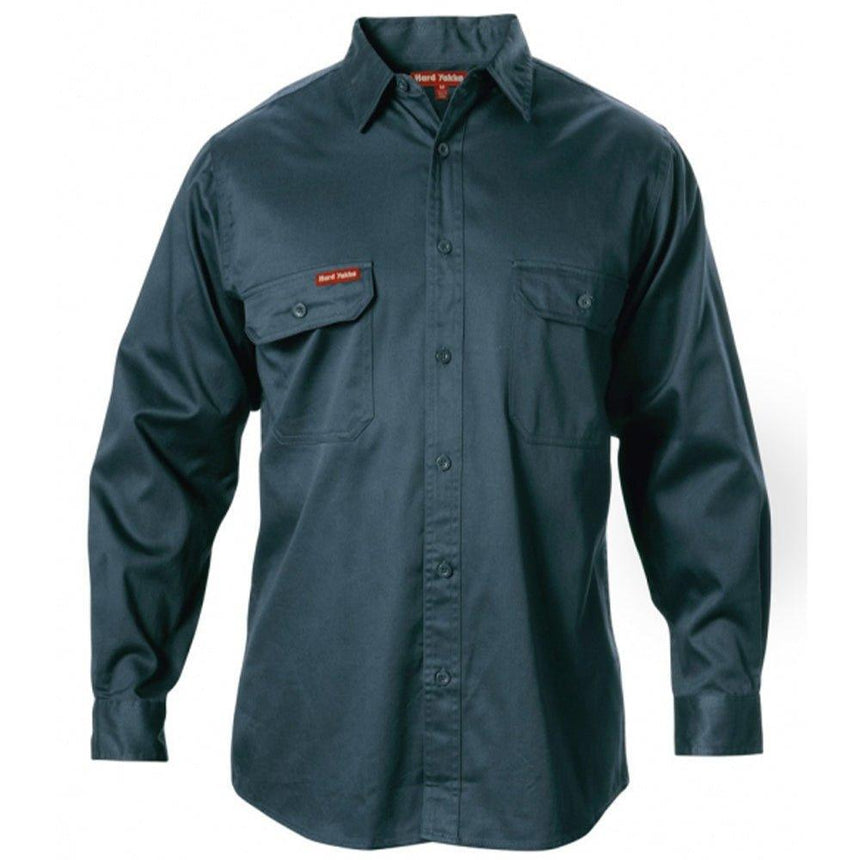 Cotton Drill L/SL Shirt Long Sleeve Shirts Hard Yakka Green S 