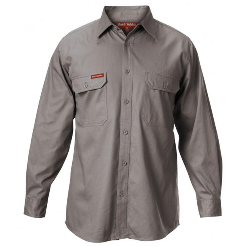 Cotton Drill L/SL Shirt Long Sleeve Shirts Hard Yakka Grey S 