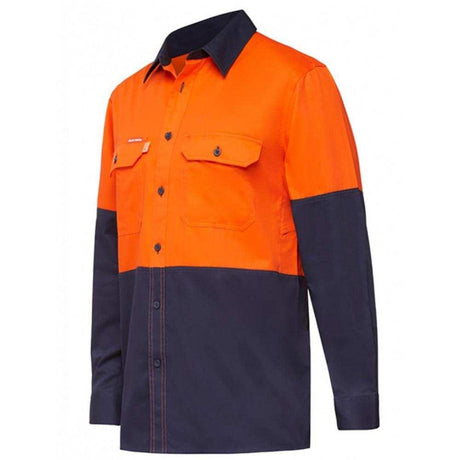 Koolgear Hi Vis 2 Tone Vented Shirt Long Sleeve Shirts Hard Yakka   