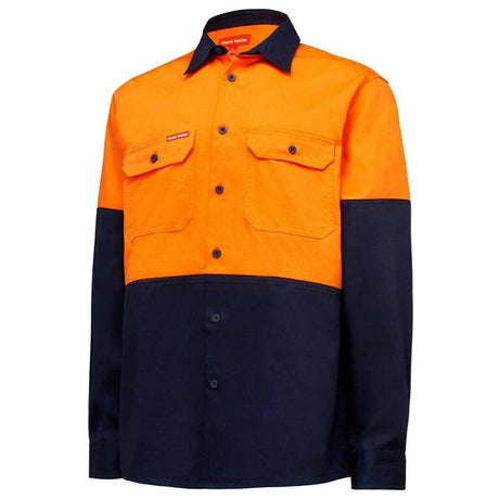 Core Hi Vis 2Tone Shirt Long Sleeve Shirts Hard Yakka Orange/Navy S 
