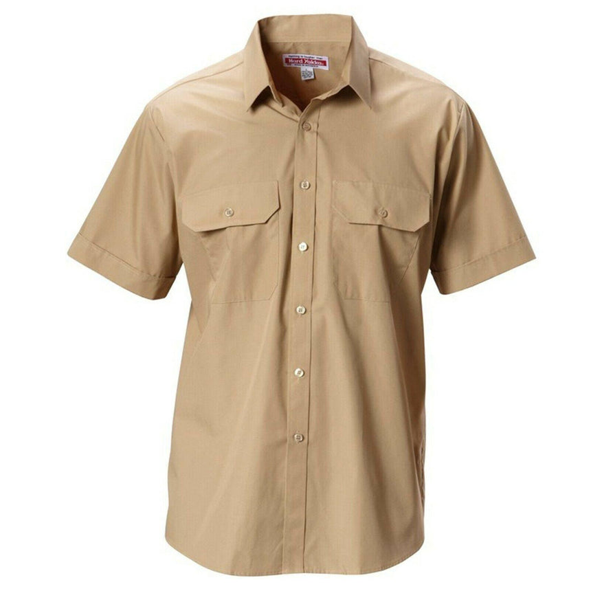 S/SL Permanent Press Shirt Short Sleeve Shirts Hard Yakka Khaki XS 