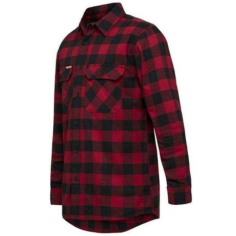 Check Flannel Shirt Long Sleeve Shirts Hard Yakka S Red Check 