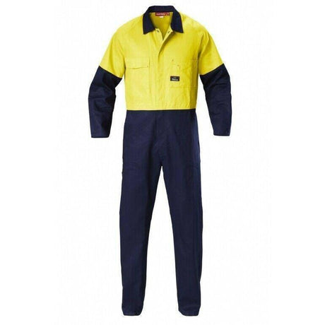 Hi Vis 2 Tone Drill Coverall Overalls Hard Yakka Yellow/Navy 87S 