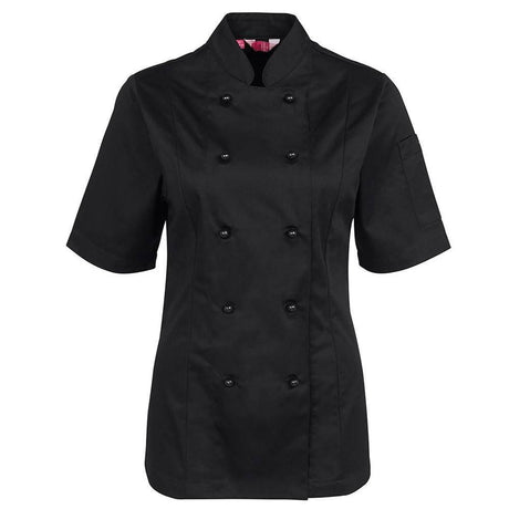 Ladies Short Sleeve Chef's Jacket Chef Jackets JB's Wear Black 6 