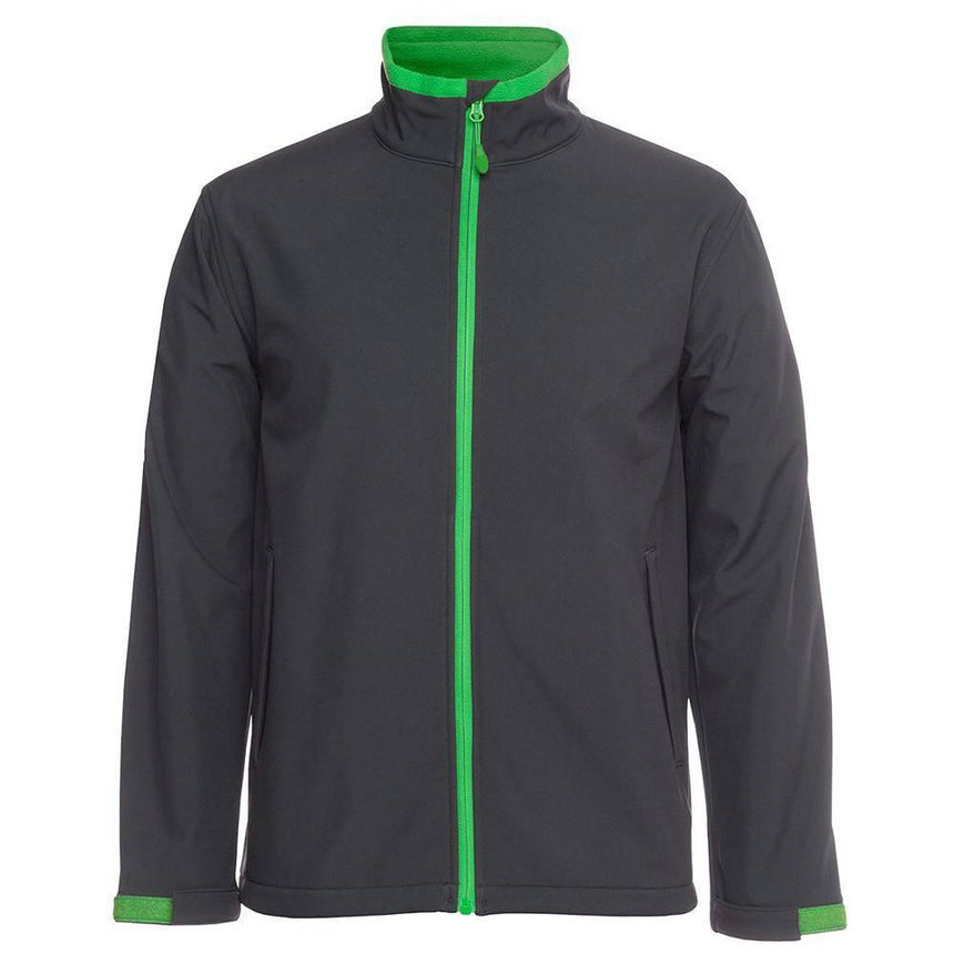 Podium Adults & Kids Water Resistant Softshell Jacket Jackets JB's Wear Charcoal/Green S 