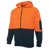 Hi Vis Full Zip Fleecy Hoodie Hoodies JB's Wear   