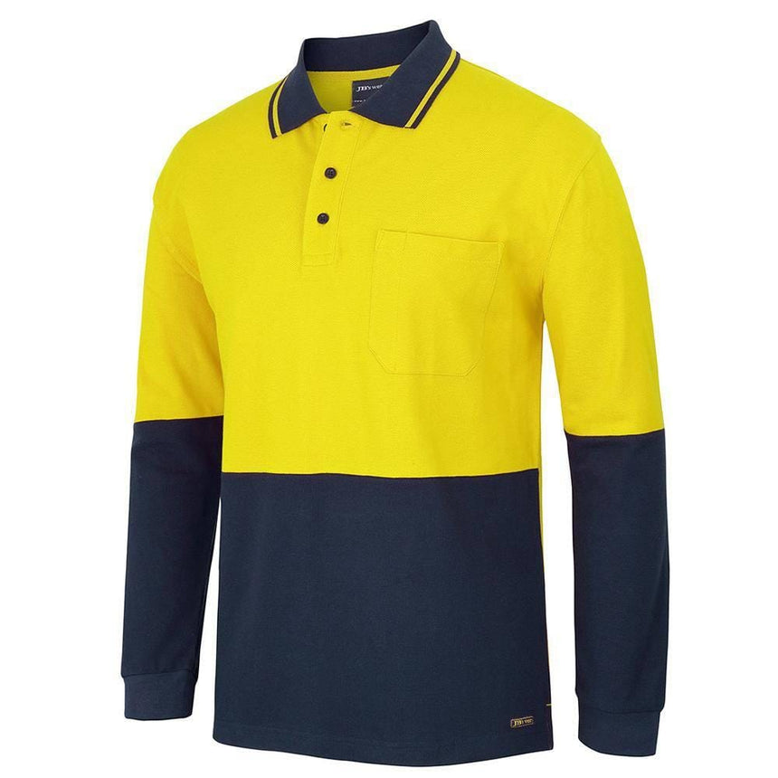 Hi Vis Long Sleeve Cotton Polo Polos JB's Wear   