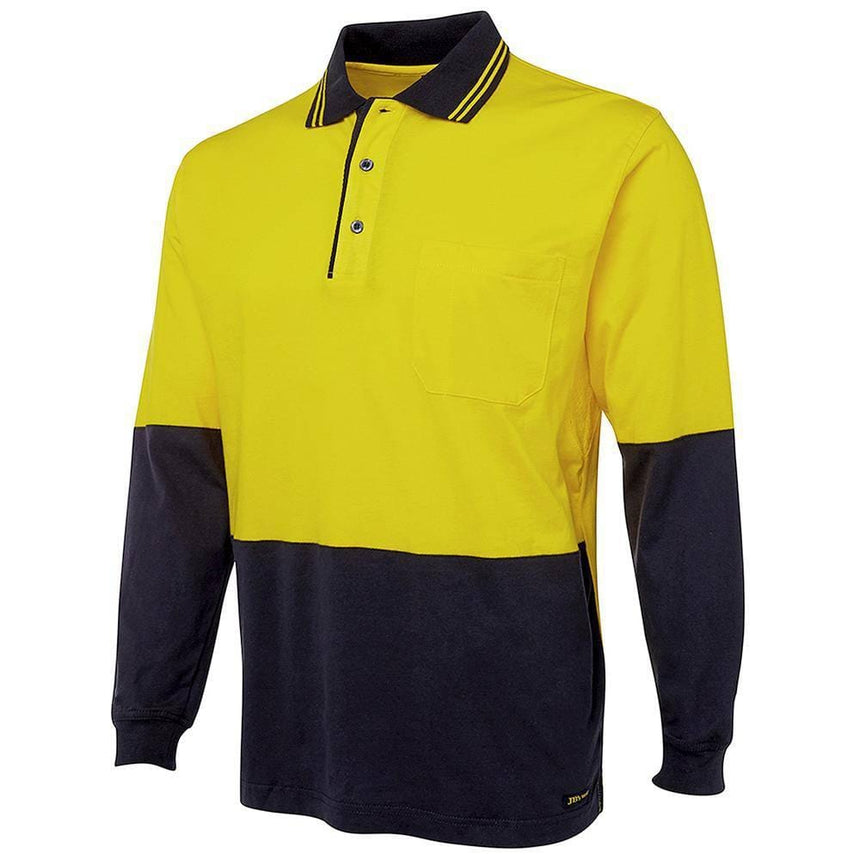 Hi Vis Long Sleeve Cotton Polo Polos JB's Wear   