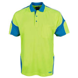 Hi Vis Short Sleeve Arm Panel Polo Polos JB's Wear Lime/Aqua 2XS 