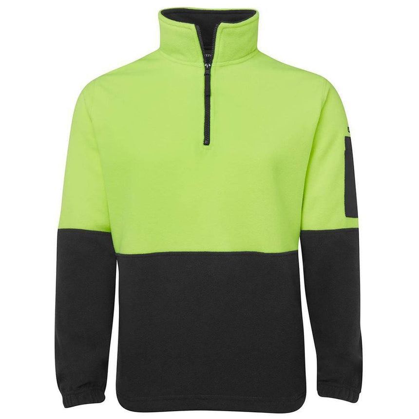 Hi Vis 1/2 Zip Polar Fleece Sweaters JB's Wear Lime/Black 2XS 