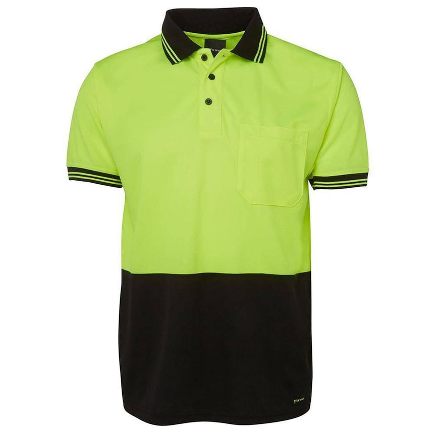 Hi Vis Short Sleeve Traditional Polo Polos JB's Wear Lime/Black S 