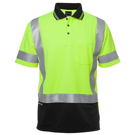 Hi Vis Short Sleeve Taped Polo Polos JB's Wear Lime/Black XS 