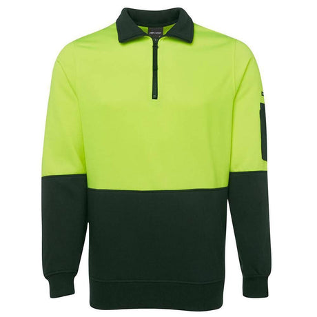 Hi Vis 1/2 Zip Fleecy Sweat Sweaters JB's Wear Lime/Bottle 2XS 