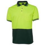 Hi Vis Short Sleeve Traditional Polo Polos JB's Wear Lime/Bottle S 