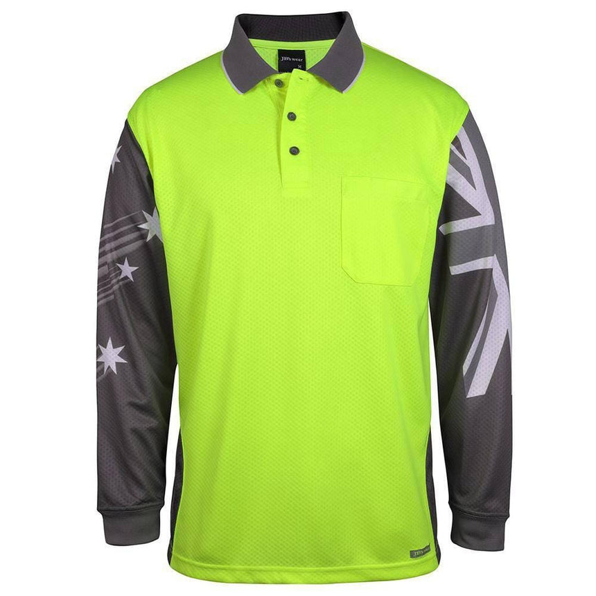 Long Sleeve Southern Cross Polo Polos JB's Wear Lime/Charcoal 2XS 