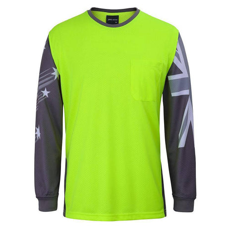 Long Sleeve Southern Cross Tee T Shirts JB's Wear Lime/Charcoal 2XS 