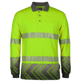 Hi Vis Long Sleeve Taped Polo Polos JB's Wear Lime/Charcoal XS 