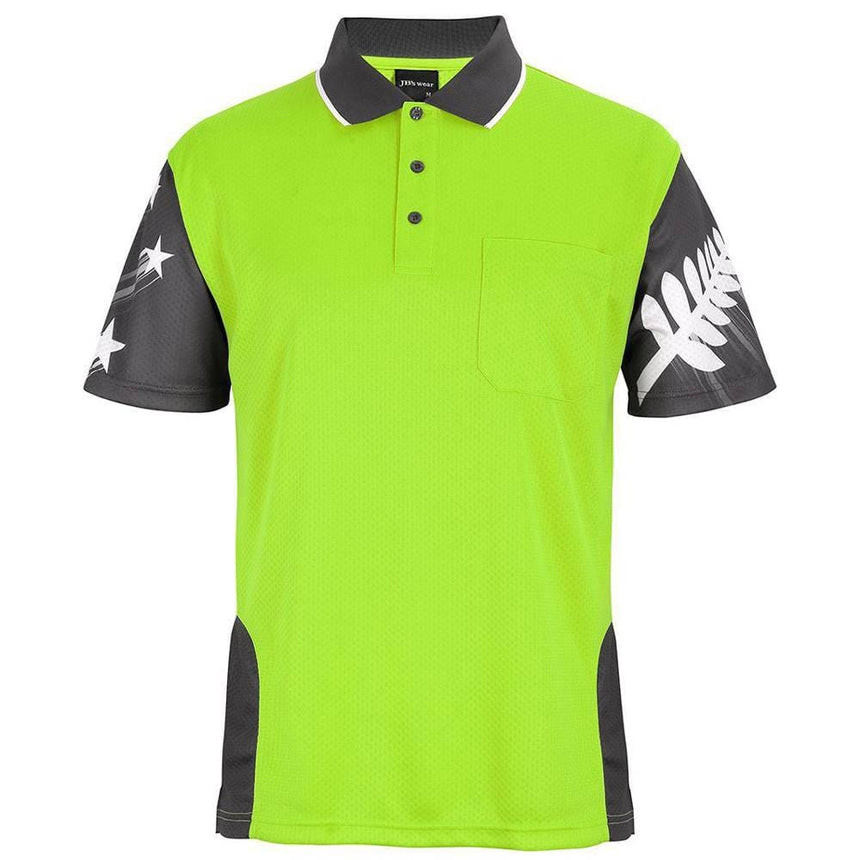 Hi Vis NZ Fern Polo Polos JB's Wear Lime/Charcoal XS 