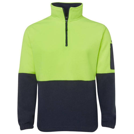 Hi Vis 1/2 Zip Polar Fleece Sweaters JB's Wear Lime/Navy 2XS 