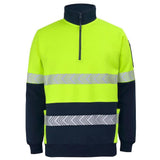 Hi Vis 330g 1/2 Zip Segmented Tape Fleece Hoodies JB's Wear Lime/Navy 2XS 